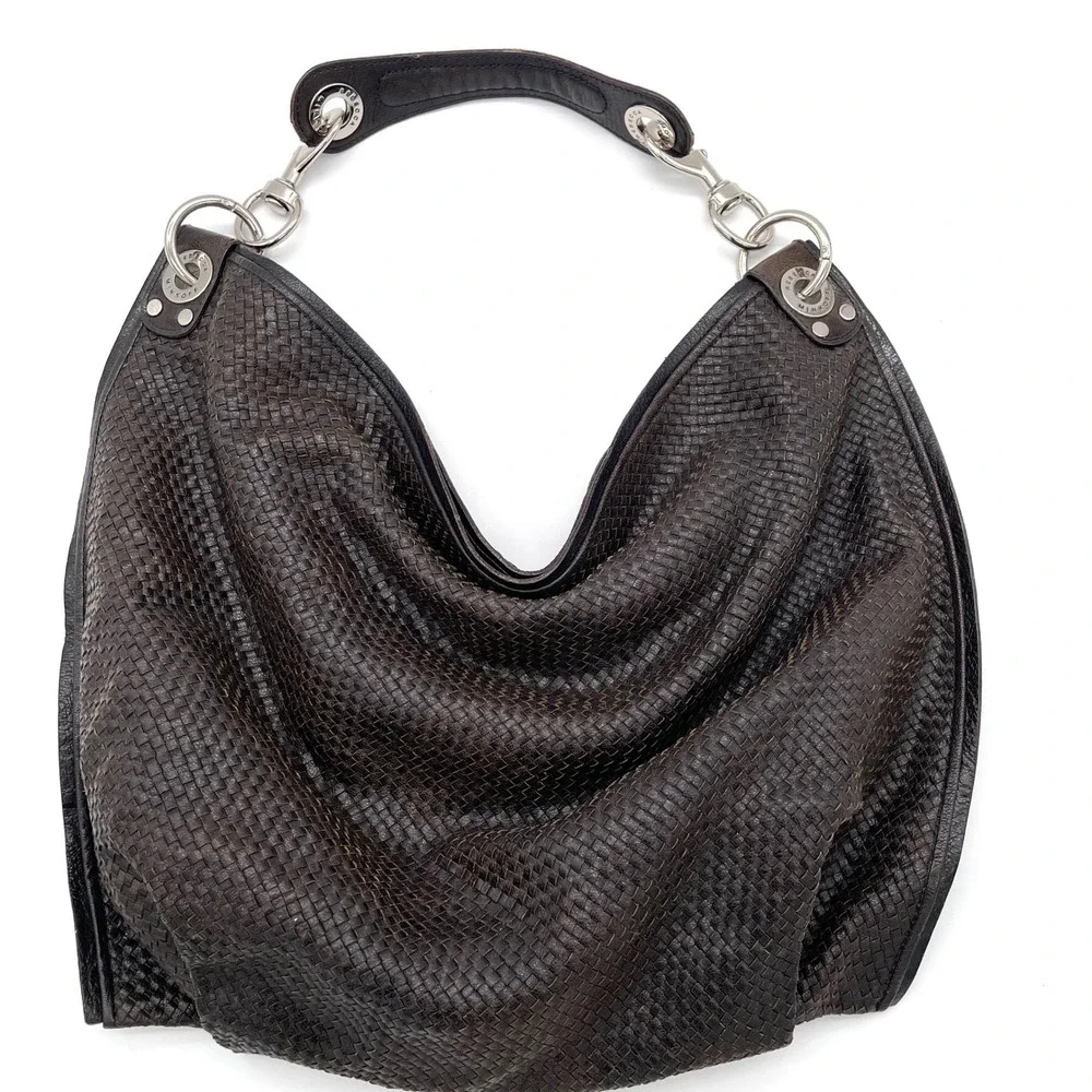 Rebecca Minkoff Hobo Bag Leather Women Large Brown Excellent Y2K Woven Slouchy